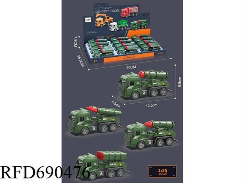 ALLOY PULLBACK MILITARY VEHICLE 16PCS