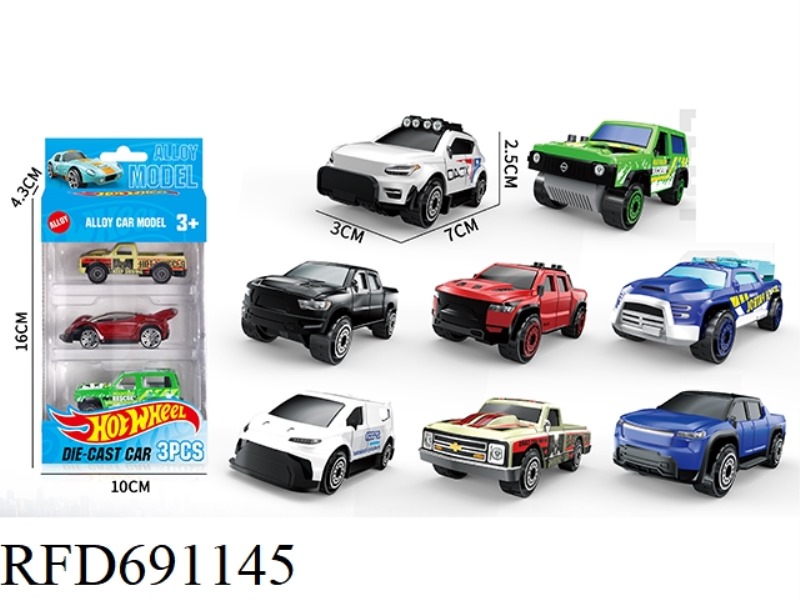1: 64 WIND AND FIRE WHEELS, 3 SLIDING ALLOY CARS