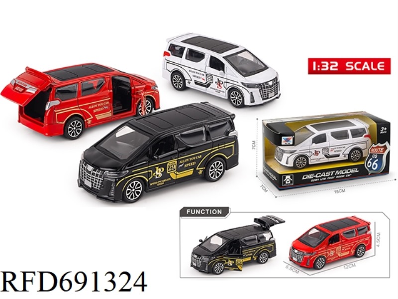 1:32 TOYOTA BUSINESS CAR ALLOY CAR WITH THREE-DOOR REBOUND