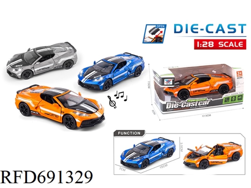 1:28 ALLOY CAR MODEL C8 LIGHTS MUSIC FOUR-DOOR RETURN FORCE