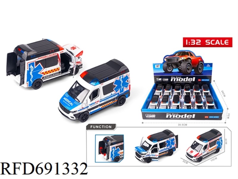 1:32 ALLOY AMBULANCE RECOIL FOUR-DOOR (12PCS)