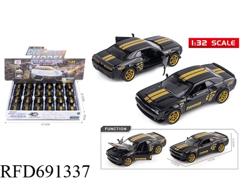1:32 ALLOY CAR MODEL DODGE WARHORSE BLACK GOLD EDITION THREE-DOOR REBOUND (12PCS)