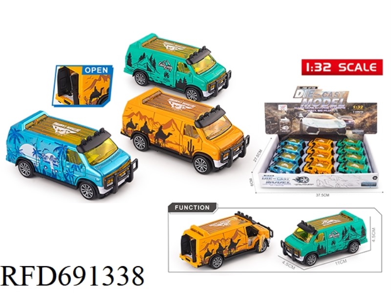 1:32 ALLOY THEME CAR MODEL GMC VAN THREE-DOOR REBOUND FORCE (12PCS)
