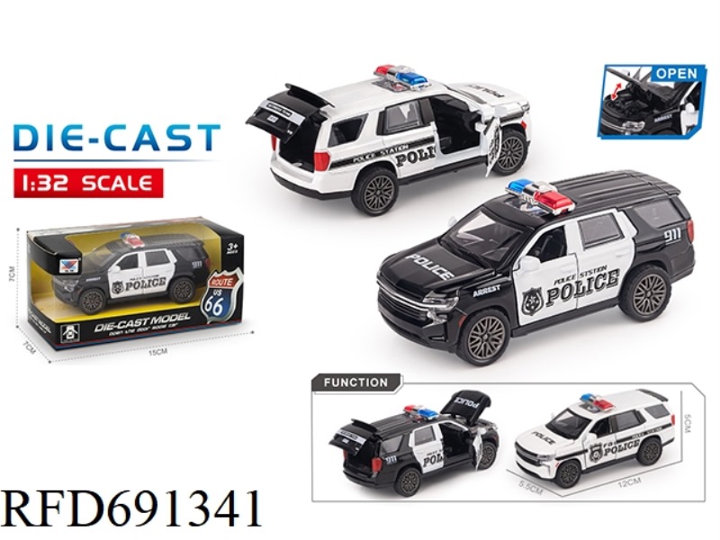 1:32 AMERICAN POLICE CAR, AN ALLOY CAR WITH FOUR DOORS AND A REBOUND FORCE
