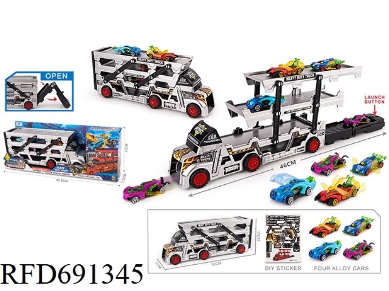 EJECTION FOLDING STORAGE DIY STICKER CONTAINER TRUCK WITH GOLD TROLLEY (4 TROLLEYS)