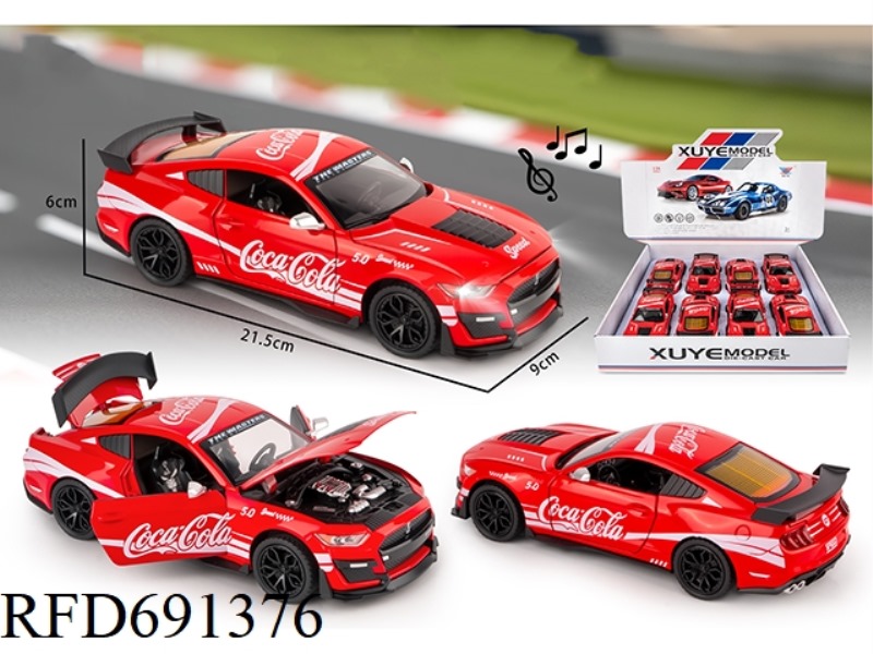 1:24 ALLOY CAR MUSTANG COCA-COLA FOUR-DOOR REBOUND LIGHT AND MUSIC (8PCS)