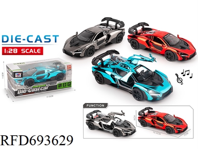 1:28 ALLOY CAR MODEL, SENNA UV COATING, LIGHTING, MUSIC, 3 DOOR OPENING, REBOUND FORCE