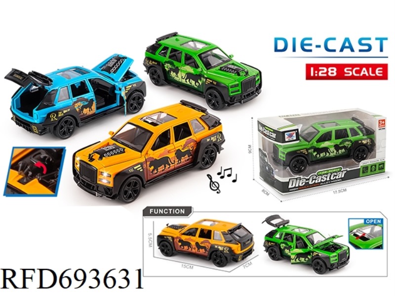 1:28 ALLOY CAR MODEL SUV ROLLS-ROYCE LIGHTS MUSIC 5 DOOR REBOUND FORCE