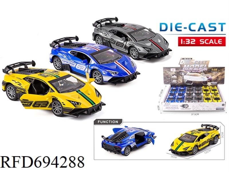 1:32 ALLOY CAR MODEL RACING CALF DOOR OPENING RETURN FORCE (12PCS)