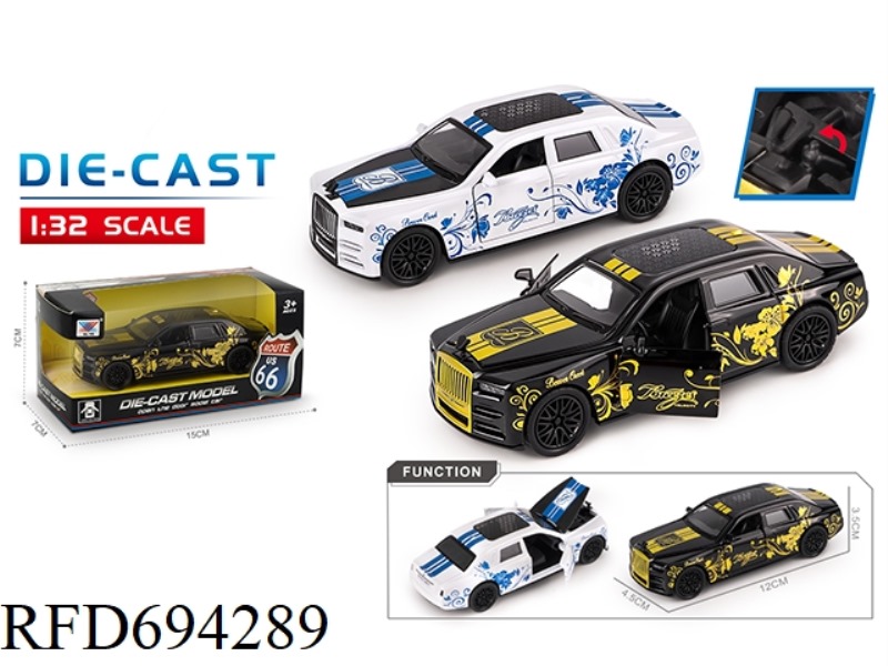 1:32 ALLOY CAR MODEL ROLLS-ROYCE DECAL DOOR REBOUND FORCE