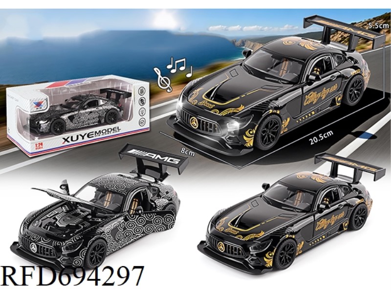 1:24 ALLOY MODEL OF MERCEDES-BENZ AMG BLACK GOLD PORCELAIN FOUR-DOOR REBOUND LIGHT AND MUSIC