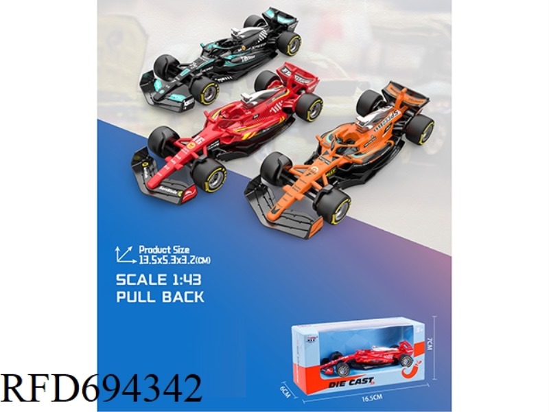1:43 SLIDING ALLOY F1 EQUATION CAR (3 COLORS)