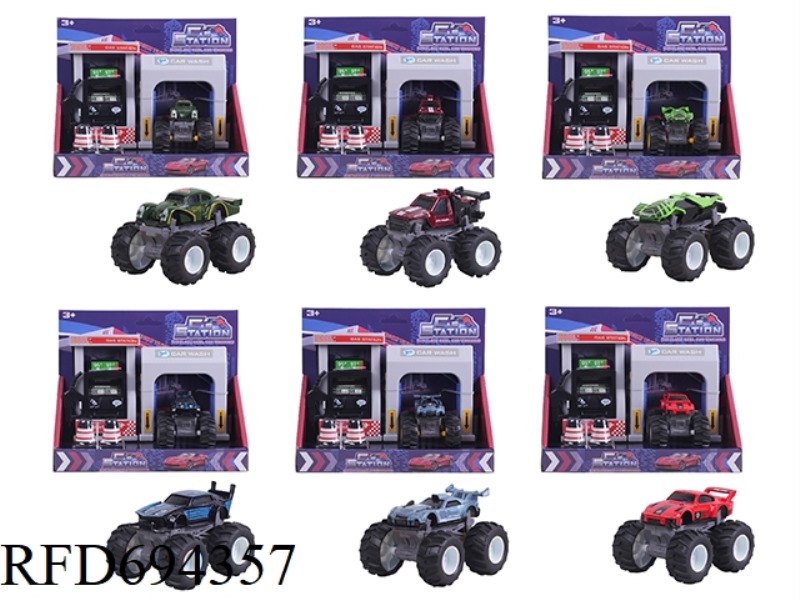 GAS STATION 1:64 ALLOY LARGE WHEEL OFF-ROAD VEHICLE SET