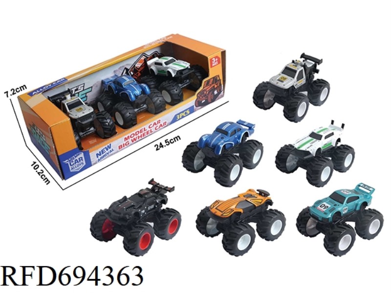 1:64 ALLOY OFF-ROAD LARGE WHEEL VEHICLE 3PCS