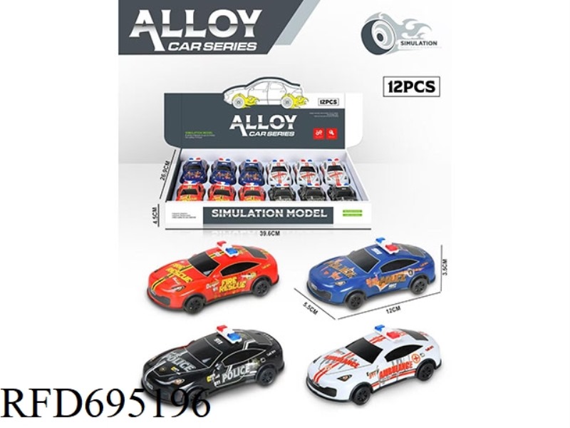 ALLOY RECOIL POLICE CAR 12 PCS/DISPLAY BOX