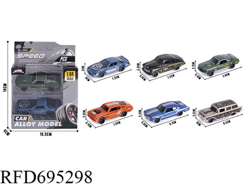 TWO PACKS, 3 MODELS OF 1:64 ALLOY CARS MIXED