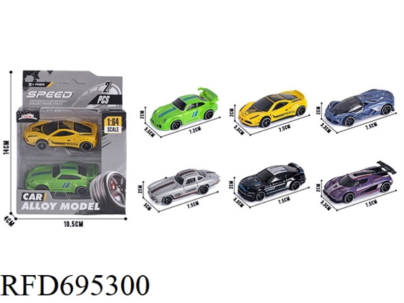 TWO PACKS, 3 MODELS OF 1:64 ALLOY CARS MIXED