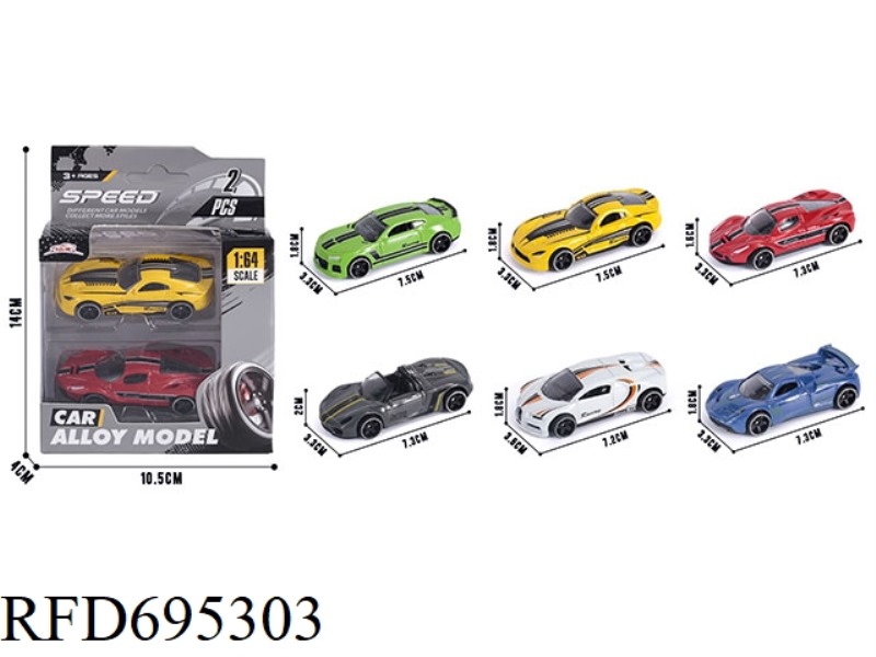 TWO PACKS, 3 MODELS OF 1:64 ALLOY CARS MIXED