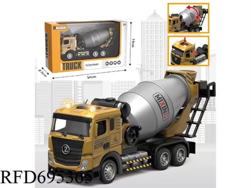 ALLOY RECIPROCATING FLAT-HEAD MIXER TRUCK (LIGHTS/MUSIC)