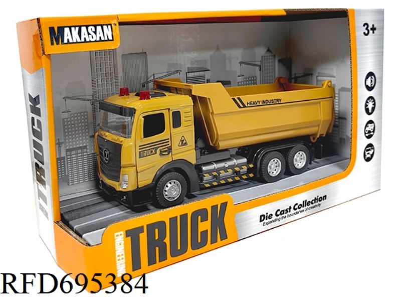 ALLOY REBOUND FLAT-HEAD DUMP TRUCK (LIGHTS/MUSIC)