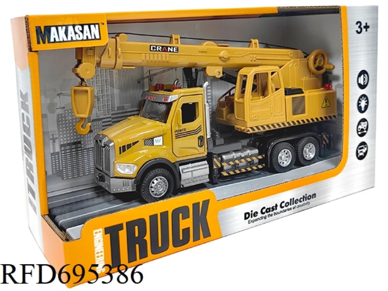 ALLOY REBOUND AMERICAN LOCOMOTIVE CRANE (LIGHTS/MUSIC)