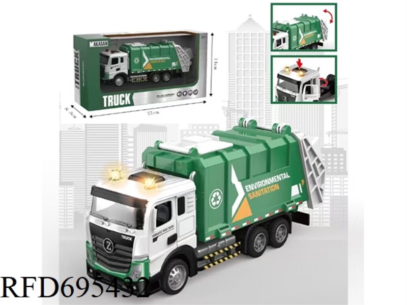 ALLOY REBOUND FLAT-HEAD GARBAGE TRUCK (LIGHTS/MUSIC)