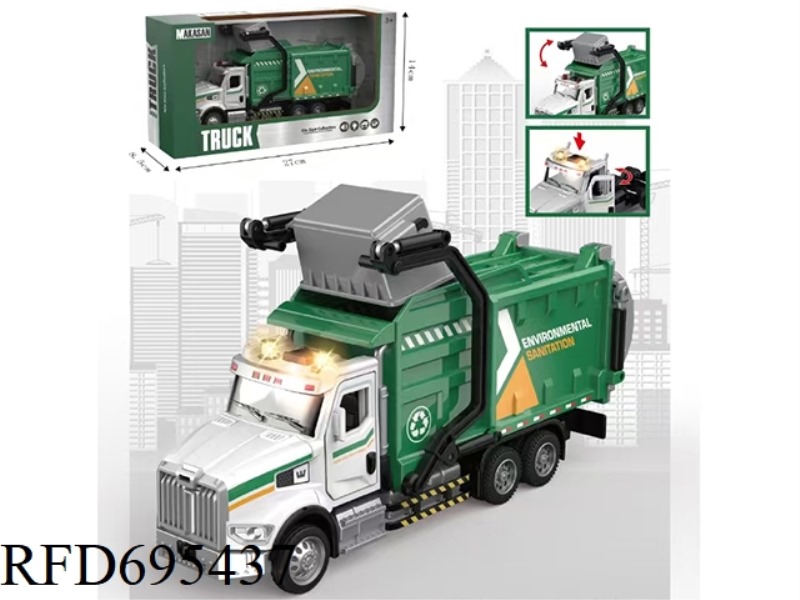 ALLOY REBOUND AMERICAN HEAD GARBAGE COLLECTION TRUCK (LIGHTS/MUSIC)