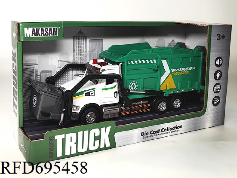 ALLOY REBOUND AMERICAN HEAD GARBAGE COLLECTION TRUCK (LIGHTS/MUSIC)