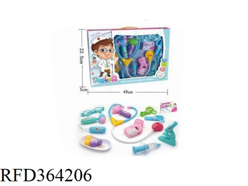 BLUE CHILDREN'S MEDICAL SET 14PCS (WITH IC LIGHT)