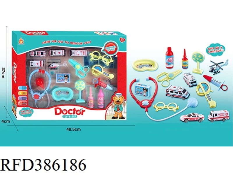 PLAY HOUSE CHILDREN'S MEDICAL KIT COLOR BOX SET + AMBULANCE