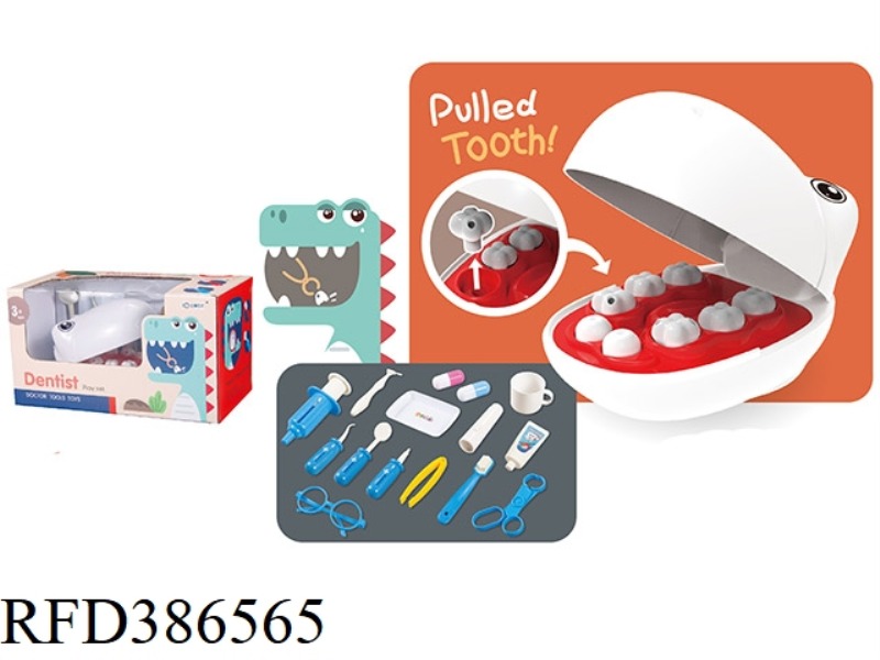 DINOSAUR DENTIST WITH LIGHT 16 PIECE SET