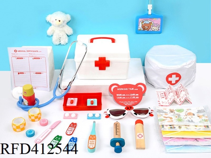 29-PIECE WOODEN MEDICAL EQUIPMENT SET