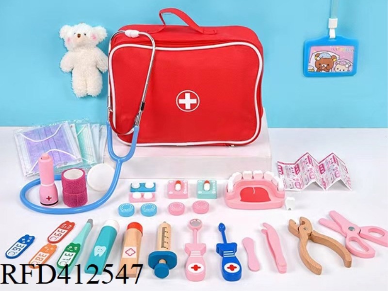 25-PIECE WOODEN MEDICAL EQUIPMENT SET