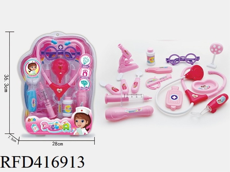 PINK CHILDREN'S MEDICAL SET 15PCS (WITH IC LIGHT)