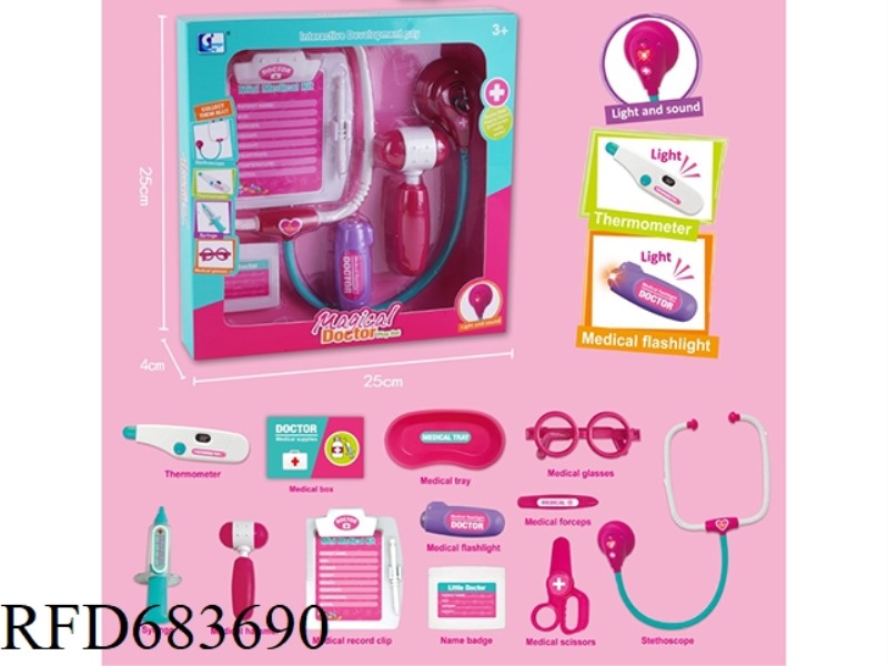 MEDICAL SET ZHUANG STETHOSCOPE, FLASHLIGHT, WITH LIGHT AND SOUND