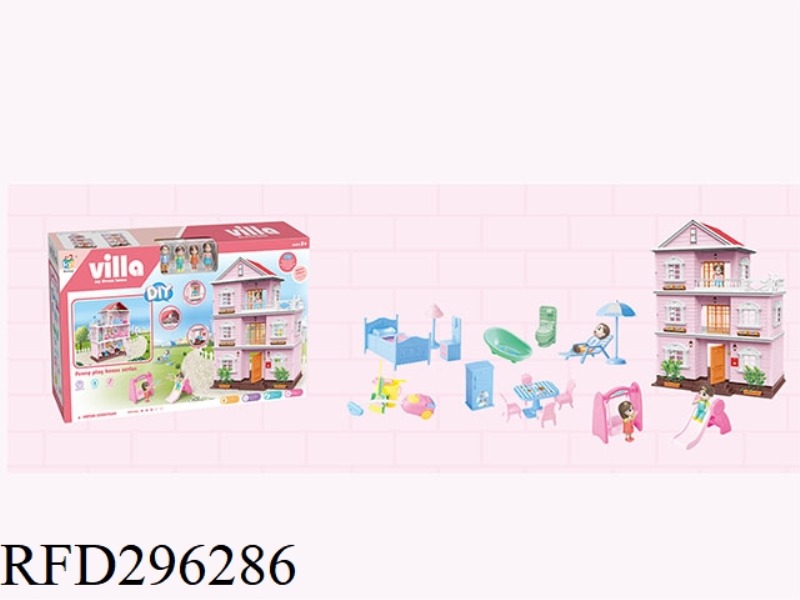 DIY VILLA WITH LIGHT+FURNITURE DOLL