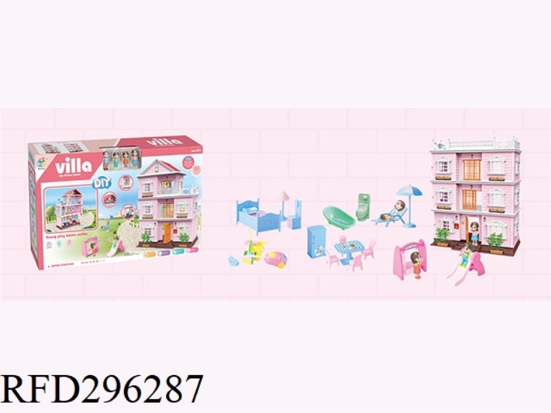 DIY VILLA WITH LIGHT+FURNITURE DOLL