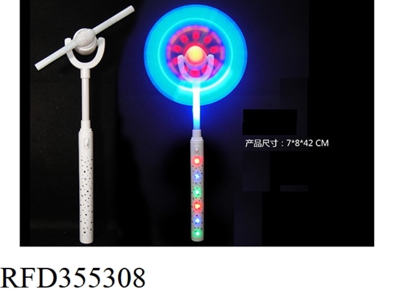 WHITE HANDLE PRINTED STAR 12 LIGHTS HANDLE FLASHING WINDMILL (NO MUSIC)