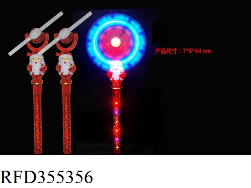 TRANSPARENT SANTA CLAUS 12 LIGHTS WINDMILL WITH CHRISTMAS SONG HANDLE WITH FLASHING LIGHTS