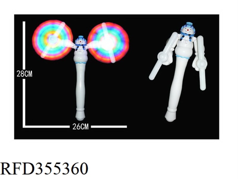 SNOWMAN DOUBLE HEAD 10 LIGHTS STRAIGHT TUBE FREE CHANGE WINDMILL (NO MUSIC)