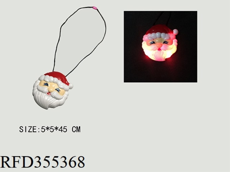 SANTA CLAUS 2 LAMP NECKLACE BLACK ROPE NECKLACE WITH CHRISTMAS SONG