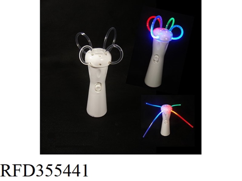 SOLID COLOR HANDLE 4 LIGHTS DIY FIBER OPTIC MULTI-POINT SWIVEL STICK (NO MUSIC)