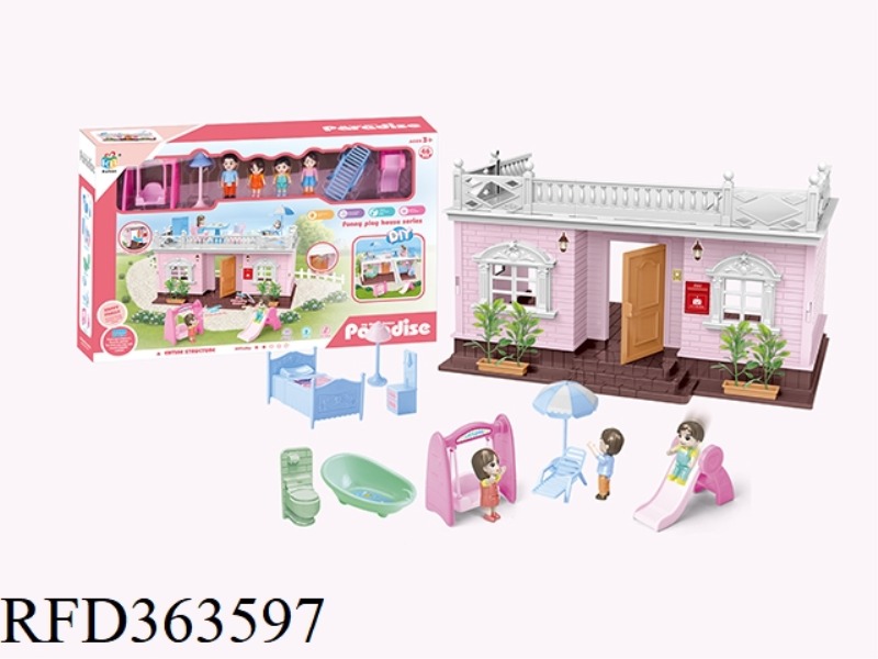 COLORFUL LIGHTING DIY VILLA WITH DOLL FURNITURE SET
