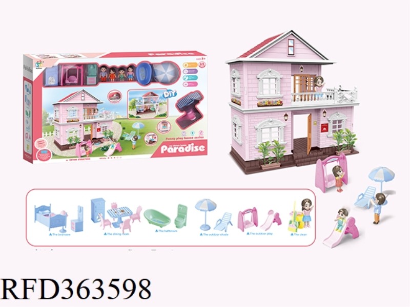 COLORFUL LIGHTING DIY VILLA WITH DOLL FURNITURE SET