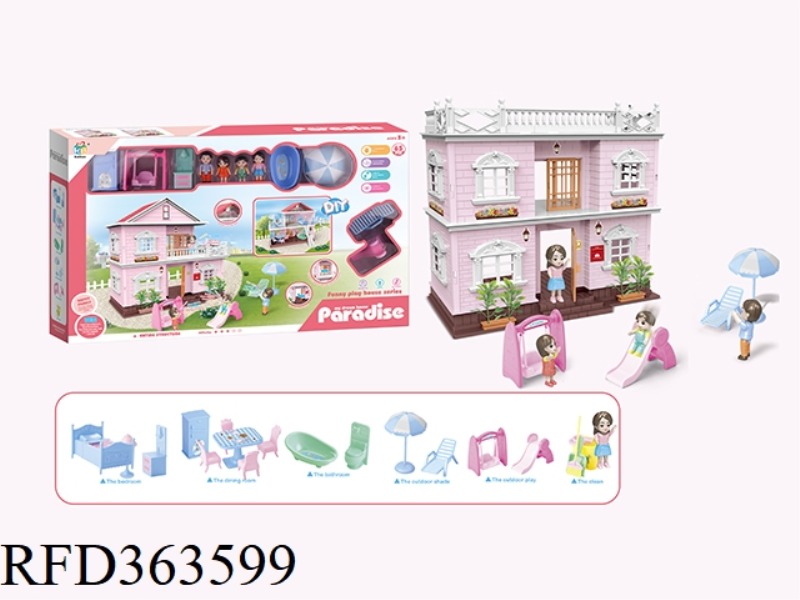 COLORFUL LIGHTING DIY VILLA WITH DOLL FURNITURE SET