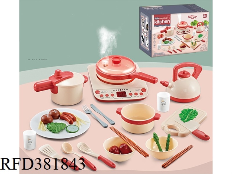 29-PIECE SPRAY INDUCTION COOKER KITCHENWARE SET (RED)