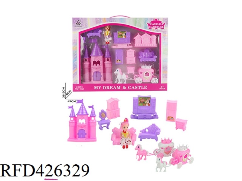 PINK CASTLE CARRIAGE BARBIE FURNITURE SET