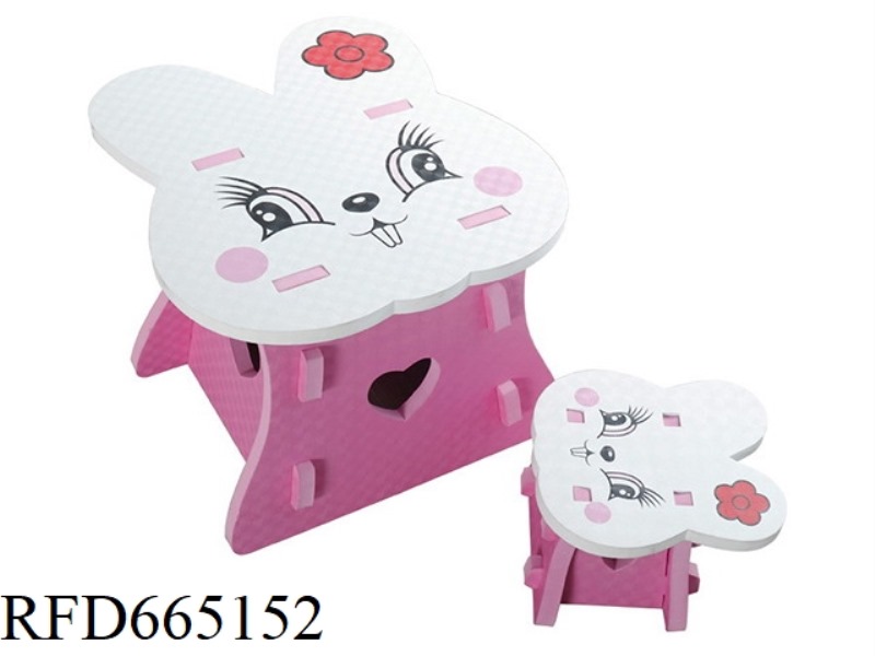 EVA WHITE RABBIT CHILDREN'S TABLE AND CHAIR SET (GCC)(CPC)