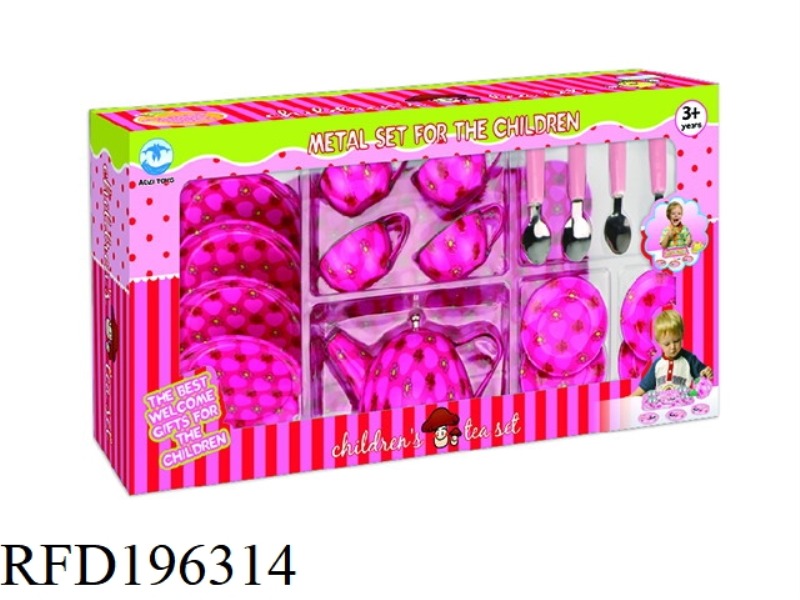 PINK PRINTING TEA SET 19PCS