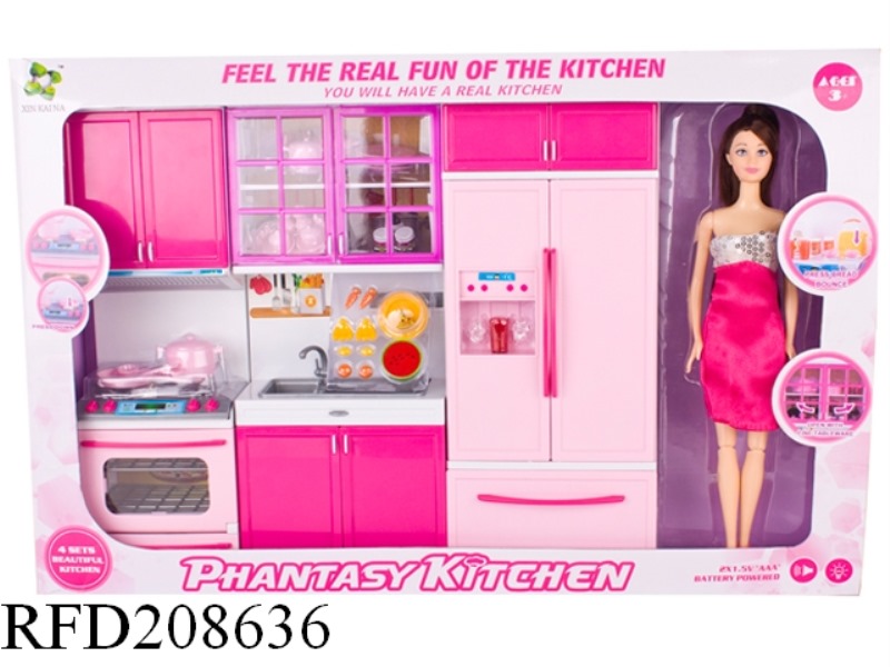 FASHION KITCHEN WITH SOUNDS,LIGHT，DOLL